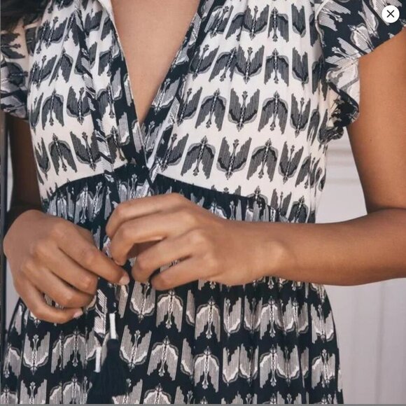 Anthropologie Ruffle-Sleeve  Mini Dress x McKenzie Parrott in Size Small - Picture 3 of 8